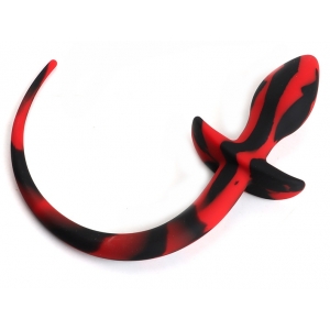 Kinky Puppy Dog Tail Silicone Butt Plug -Double Color RED