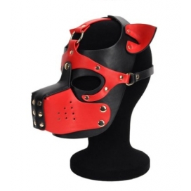 Double Color Dog Bondage Hood RED