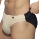 Bicolor Swim Briefs Beige-Black