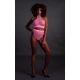 Set bustier e mutandine a rete rosa fluorescente