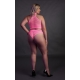 Set bustier e mutandine a rete rosa fluorescente