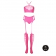 Fluorescent Pink 2-Piece Bustier and Suspender Belt Set