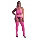 Fluorescent pink 2-piece halter top and garter belt set