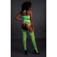 Fluorescent green 2-piece halter top and garter belt set