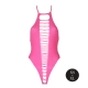 Fluorescent pink open crotch bodysuit with bare back