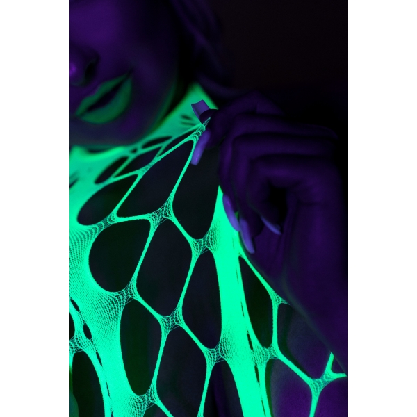 Fluorescerend groen mesh en halter jumpsuit