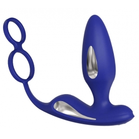 Plug vibrante Electro + Ballstretcher Lawis 10 x 3,7 cm Blu