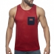 Mesh Pocket Contrast Tank Top Red-Navy