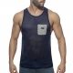 Mesh Pocket Contrast Tank Top Navy-Gray