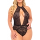 ALLISON SOFT LACE COLLARED TEDDY WITH FRONT KEYHOLE AND OPEN BACK