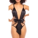 AMBRA DEEP PLUNGING TEDDY WITH CAGE BACK AND HEART CHARM DETAIL