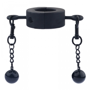 MenSteel Ballstretcher in metallo con testicolo S 32mm - Altezza 12mm - Peso 275g Nero