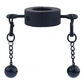Metal Ballstretcher with Testicle Balls M 32mm - Height 20mm - Weight 435g Black