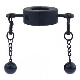 Metallic Testicle Stretcher Weights - 2 Balls BLACK M