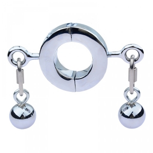 MenSteel Metalen ballstretcher met testikel S 32mm - Hoogte 12mm - Gewicht 325g Verzilverd