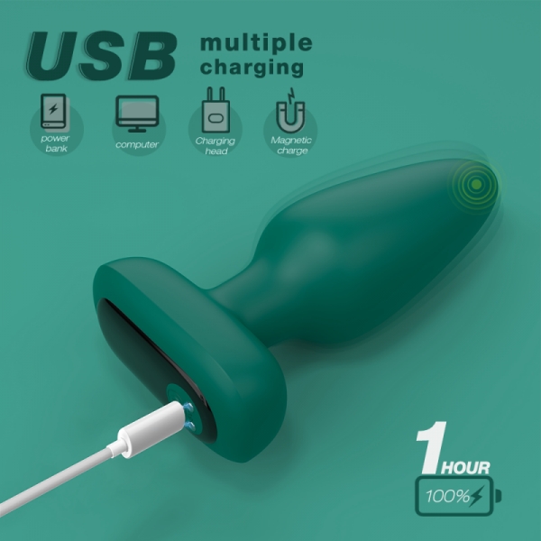 Plug vibrador Silicona Visual 10 x 4,2cm Verde