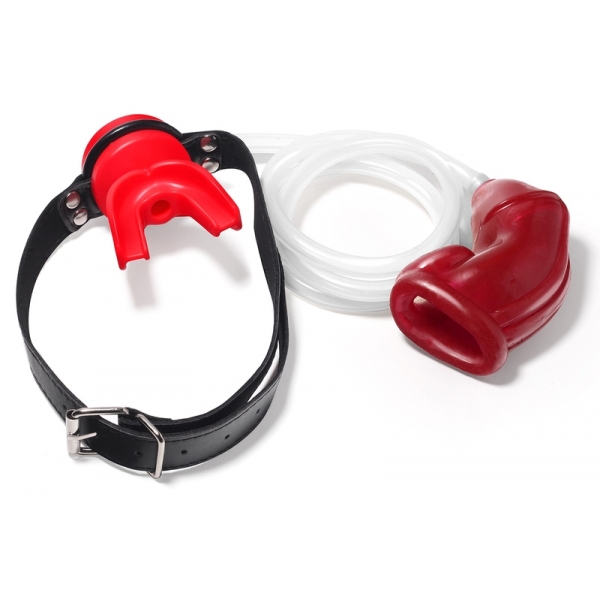 Urinal Gag with Soft Cage Red