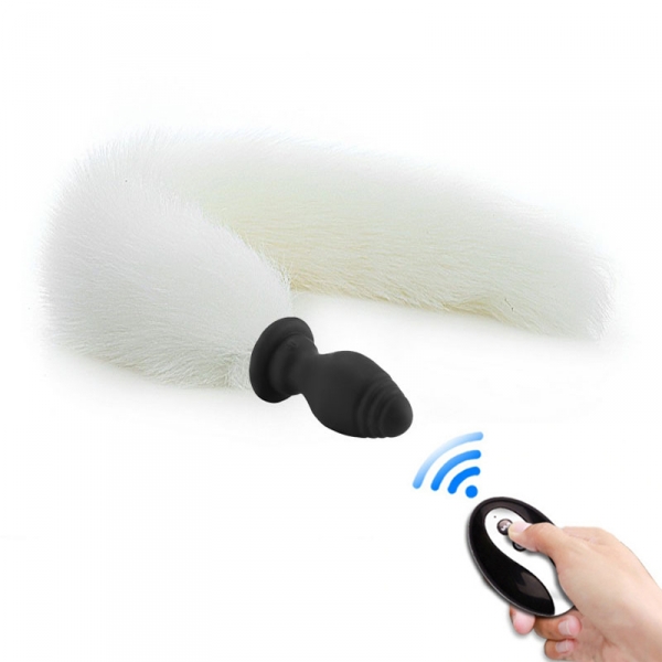 Fox Tail Vibe Plug 6,5 x 3,2cm - Cauda 40cm Branco