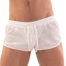 Aachet White mesh shorts