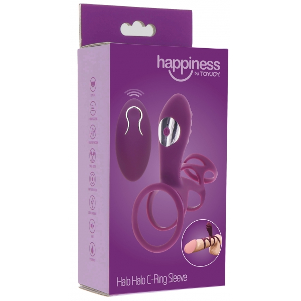Vibrierende Penishülle Halo Halo C-Ring Happiness 7cm Violett