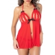 Babydoll con volant Peek-a-Boo rosso