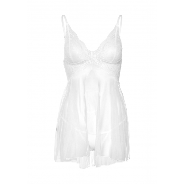 Babydoll camicia da notte + perizoma Bianco