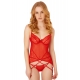 Set reggicalze rosso in pizzo e rete