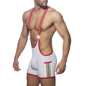 Addicted Singlet Tape Wrestling White