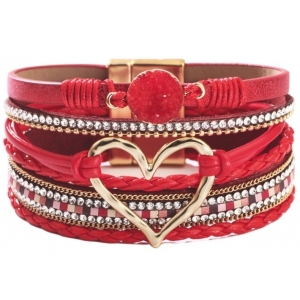 Joy Jewels Hartvormige armband rood
