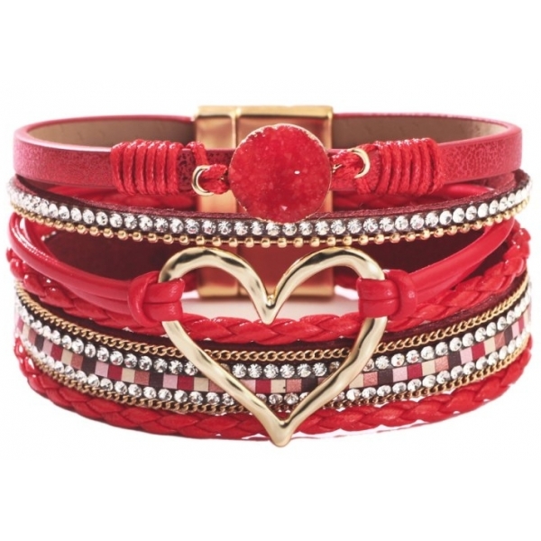 Pulsera Forma Corazón Rojo