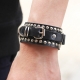 Rivet Wide Cuff Leather Bracelet Black