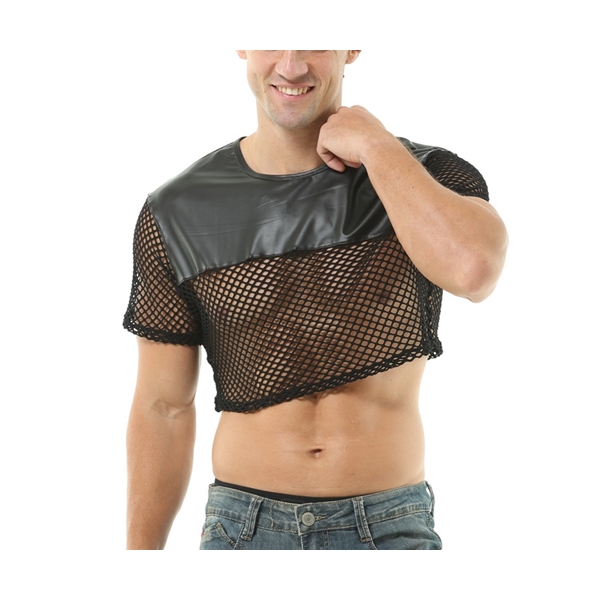 Net N fetish Crop Top Negro