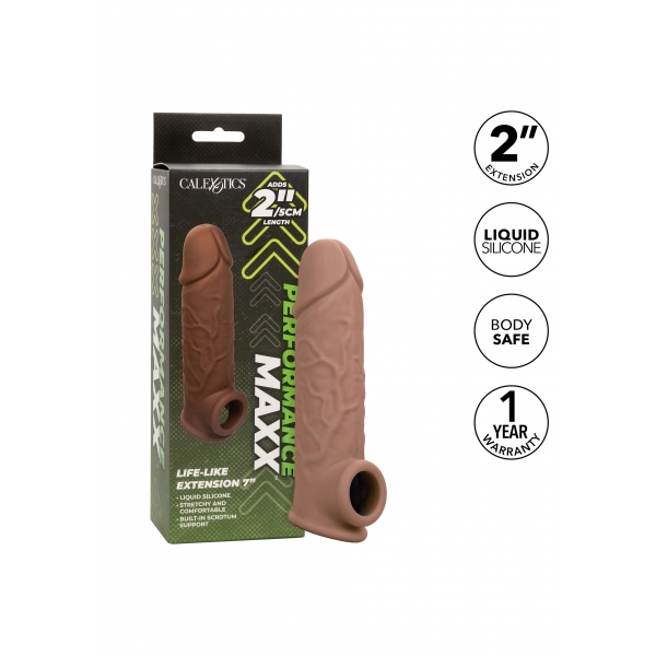 Penis Sleeve Life-like Extension 18 x 4.5cm Brown