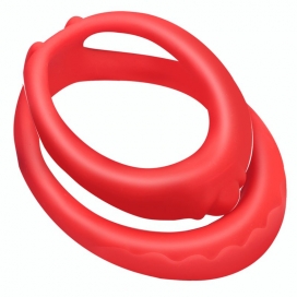 FUKR Dubbele Cockring Silicone Soft Duo 40mm Rood