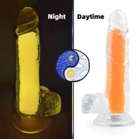 Glow Jelly Dildo With Mutiple Colors ORANGE