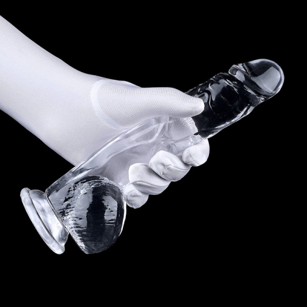 Clear Realistic Dildo with Balls 9.2 Inch CLEAR
