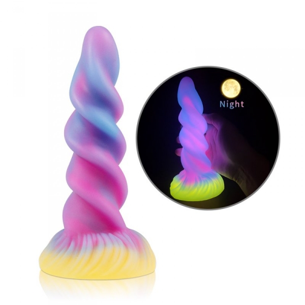 Dildo espiral brilhante unicórnio 17 x 5,5 cm