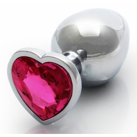 Anal-Juwel Heart Gem M 7 x 3.3cm Silber-Rosa