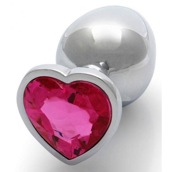 Anal-Juwel Heart Gem M 7 x 3.3cm Silber-Rosa