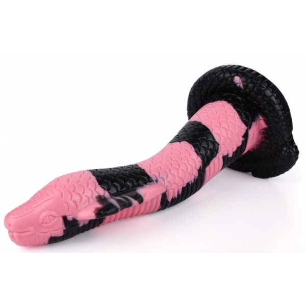 Dildo Cobra Snake L 26 x 7 cm nero-rosa