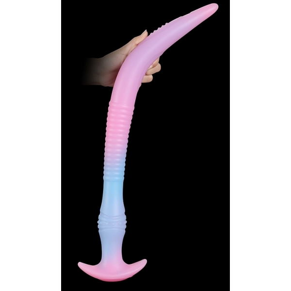 Eel Long Silicone Butt Plug - Luminous BLUE M