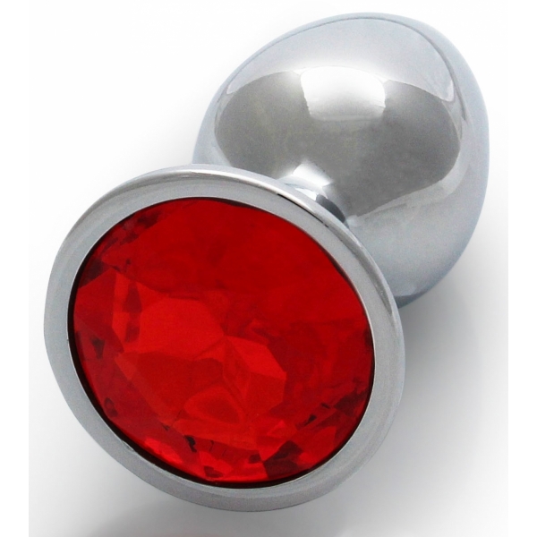 Anal-Juwel Round Gem S 6 x 2.6cm Silber-Rot
