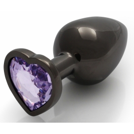 Plug Bijou anal HEART GEM M 7 x 3.3cm Noir-Violet