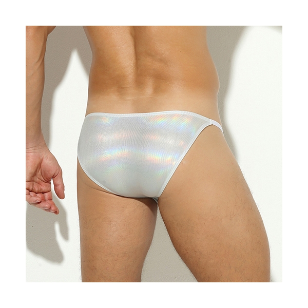 Shining Patent Leather Low-waist Panty For Men SILVER