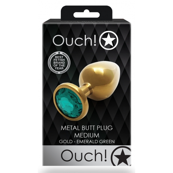 Bijou anal Round Gem M 7 x 3.3cm Gold-Green