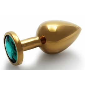 Anal-Juwel Round Gem M 7 x 3.3cm Gold-Grün