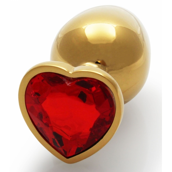 Plug Bijou anal HEART GEM M 7 x 3.3cm Doré-Rouge