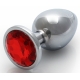 Anal-Juwel Round Gem M 7 x 3.3 cm Silber-Rot