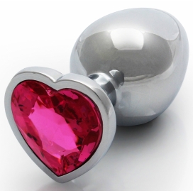 Anal-Juwel Heart Gem L 8 x 4cm Silber-Rosa
