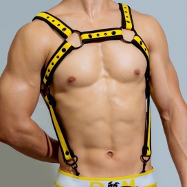 BDSMaster Neoprene Harness Neo Chest Black-Yellow